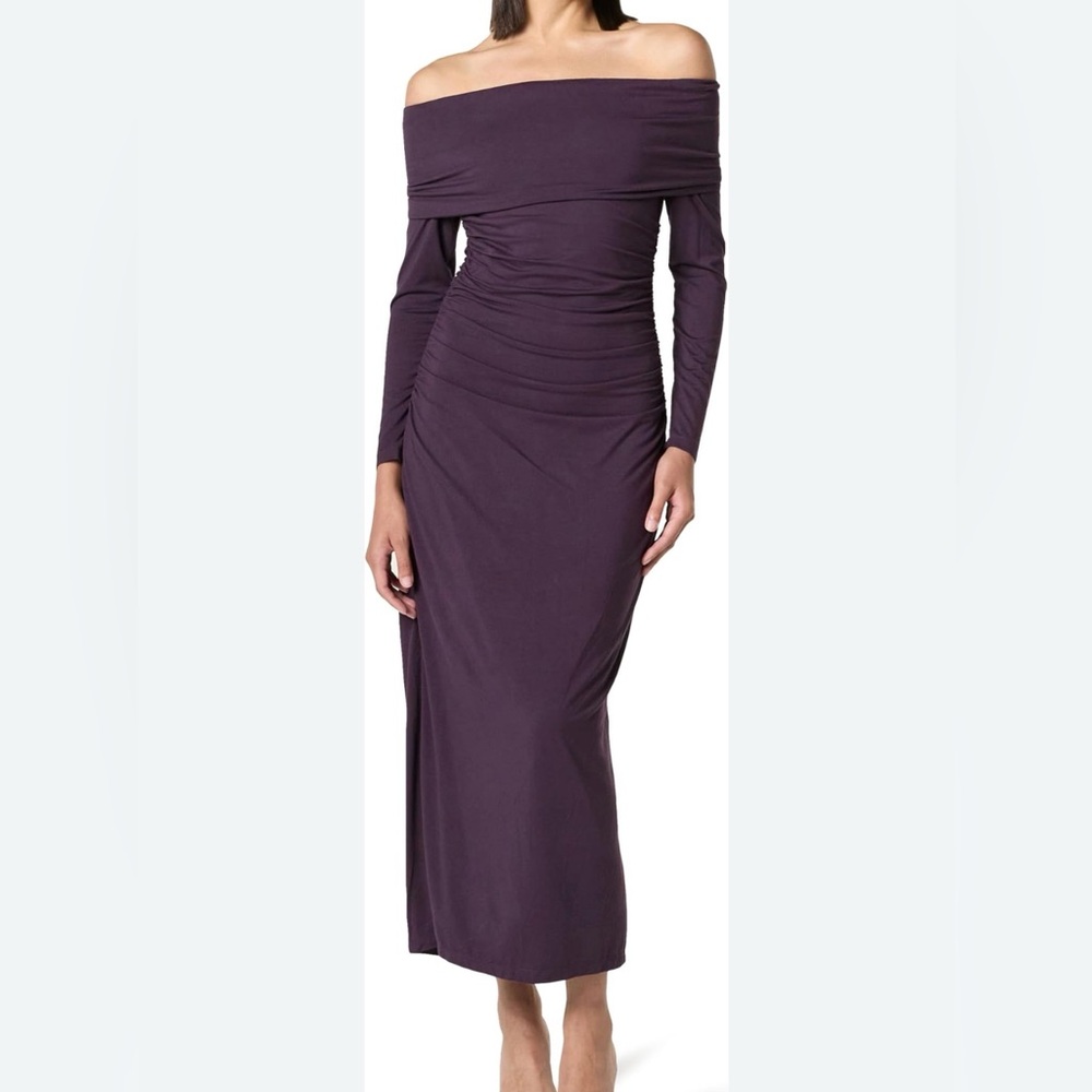 Plum Off-Shoulder Dress